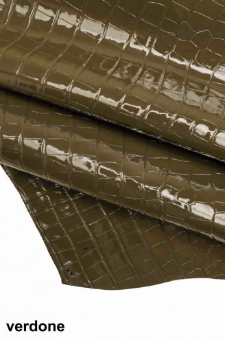 BLACK embossed CROC hide military...