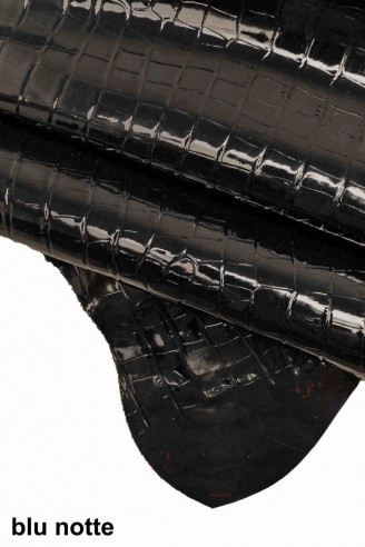 BLACK embossed CROC hide military...