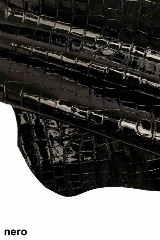 BLACK embossed CROC hide military...