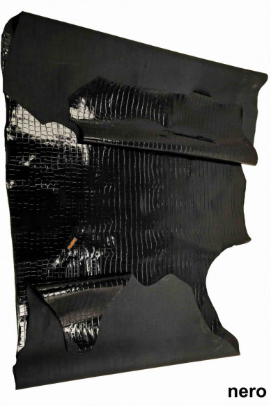 BLACK embossed CROC hide military green leather dark blue patent cow laquer green croc printed genuine skin