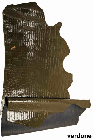 BLACK embossed CROC hide military...