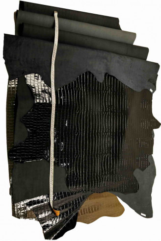 BLACK embossed CROC hide military...