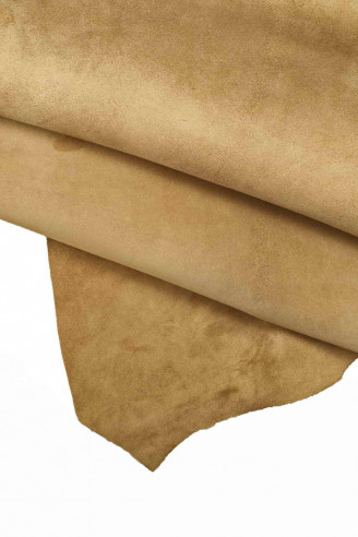 BEIGE SUEDE leather hide, soft skin goat suede leather for craft, silky leather