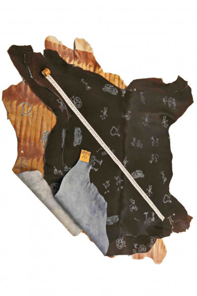 FANCY HAIR on  Italian  cow leather, printed hide,textured skin -rare pattern  hair on calfskin