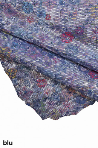 MULTICOLOR PRINTED floral leather suede -flower print skin -metallic pattern on hides -litalian leather for craft