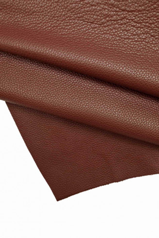 Italian leather, burgundy half calf with dollar grain print, semi-glossy, very soft, sporty look