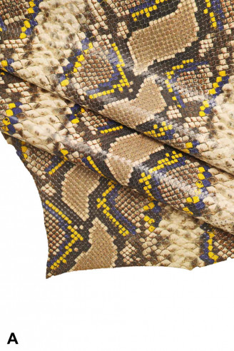 EMBOSSED snake python Italian leather, engraved scales print  and python design, quite stiff, reptile hides