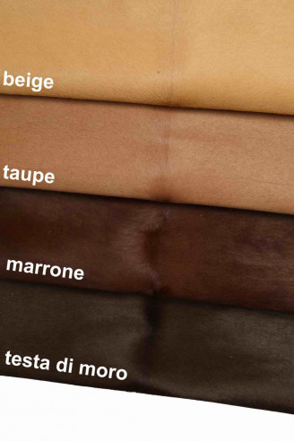 PREMIUM HAIR on full hide brown beige taupe dark brown calfskin soft leather for goods  4 colors available