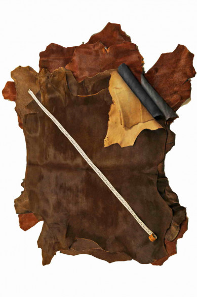 HAIR ON hide leather - solid color - leather hide with hair on, melangé, soft