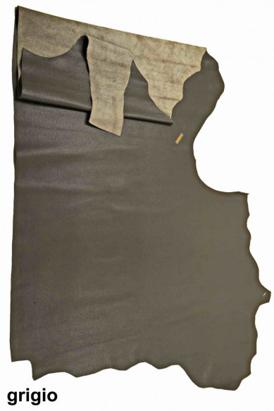 Pellame GRIGIO stampa grana DOLLARO, vitello semi lucido, sportivo, pelle morbida 1.2 - 1.4 mm