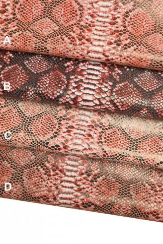 Genuine leather hide goat metallic suede, red/black/white python snake textured goatskin, soft italian skins