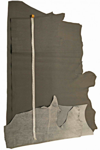 Italian leather, gray half calfskin...