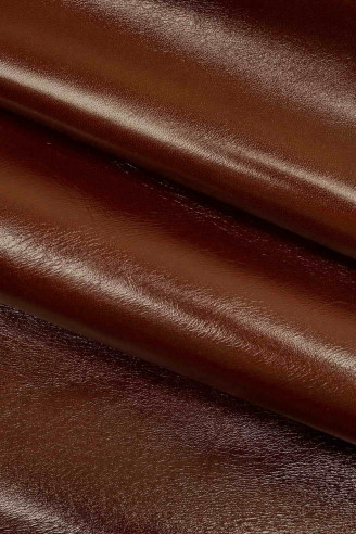 Italian leather, brown half calfskin, super shiny, wrinkled look, a little  stiff, vintage / sporty look