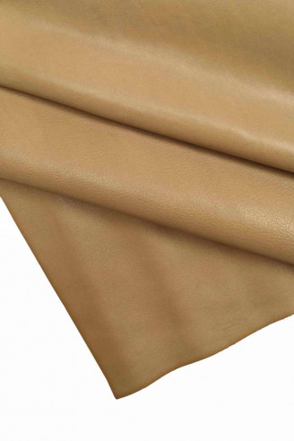 Italian leather, taupe half calf leather with light grain, shiny, soft and silky to the touch, sporty look