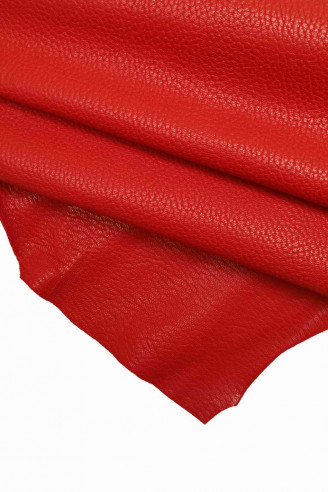 Italian leather, goat with red dollar grain print, quite shiny, soft, sporty look