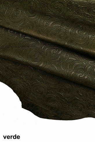 Embossed,Printed Dark Brown Genuine Suede Leather Sheet, 0.7 Mm