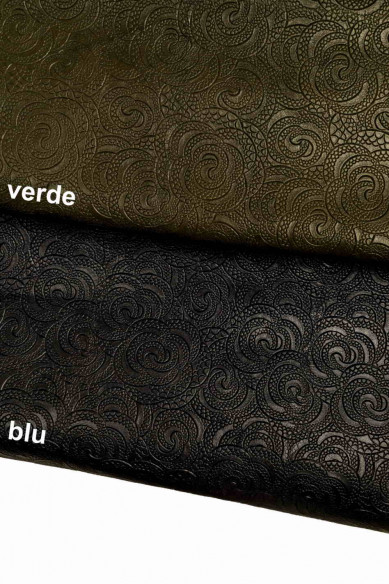 PELLE stampa FIORI- capra stampata floreale-pellame lucido -cuoio un po' rigido- look classico-sportivo, in 2 colori