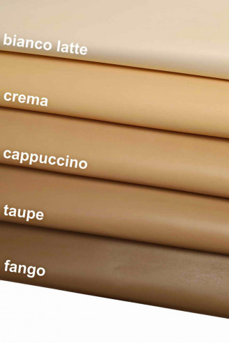 LEATHER for SEWING cream /white/taupemud smooth full grain calf genuine tanned material  5 colors available