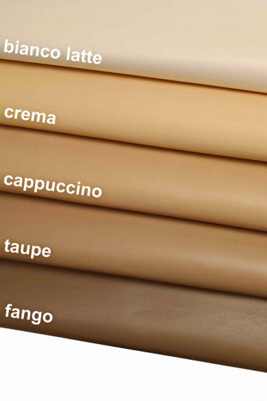 LEATHER for SEWING cream /white/taupe mud smooth full grain calf genuine tanned material  5 colors available