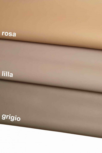 Italian leather, smooth solid color half calfskin, semi gloss, classic / sporty look, 4 colors available