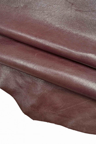 Italian leather, violet with small grain half calf, wrinkled effect, glossy, soft, vintage/sporty look, 59x27 inches