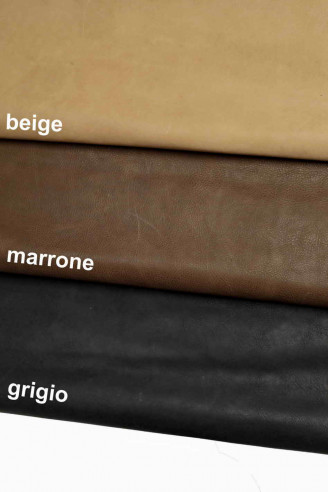 Italian leather, solid color half calf with light small grain and light wrinkled effect, quite soft, in 3 colors
