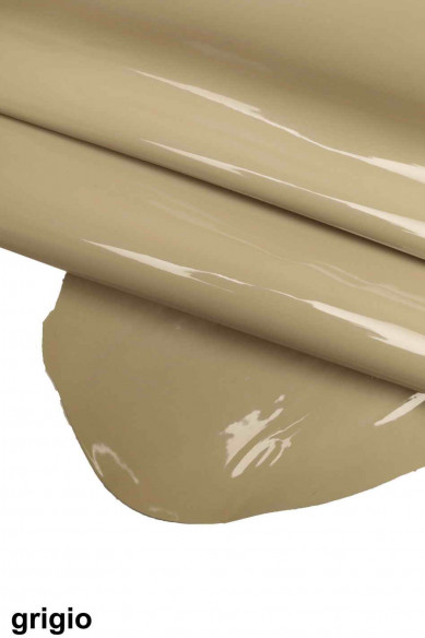 Grey/ brown/ brick patent leather lacquer skin goatskin, cowhide, calfskin, shiny, genuine italian hides for crafting
