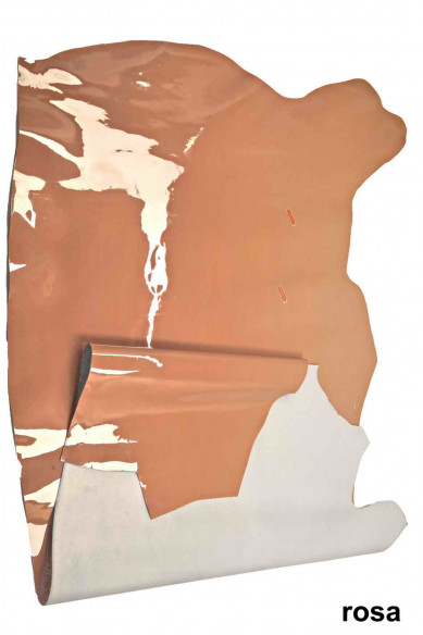 PELLI di VERNICE colore rosa-nocciola-cuoio-grigio- pellami verniciati alta qualita' -cuoio laccato lucido, rigido