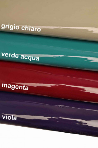 Magenta/ purple/ green/ grey patent leather lacquer skins goatskin sheepskin lambskin shiny genuine italian hides for crafting