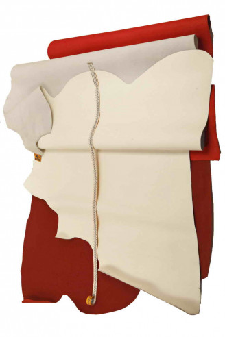 White/red matte leather skins calfskin cow rubbery hide cowhide stiff  genuine italian calf hides leather