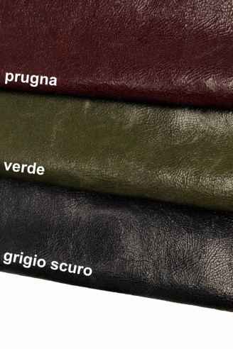 Genuine leather hides calfskin green, gray, purple crakled metallic wrinkled cowhide distressed calf italian skins