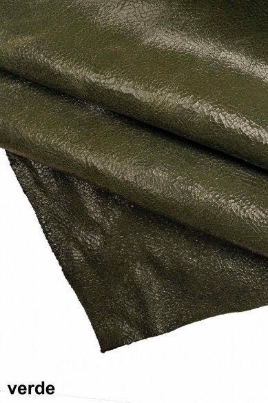 Genuine leather hides calfskin green, gray, purple crakled metallic wrinkled cowhide distressed calf italian skins
