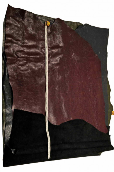 PELLAMI COLORATI prugna- verde- grigio, mezzo vitello stampa craquelé con effetto stropicciato, cuoio vintage crackle