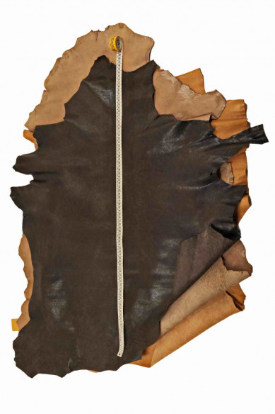 Genuine leather skin sheepskin beige/black sheep washed wrinkled lamb shade vintage distressed italian hide