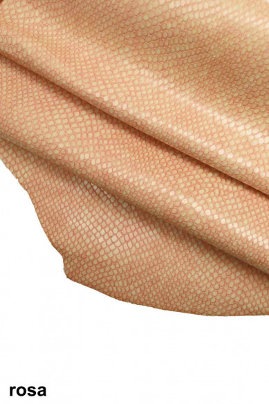 GENUINE leather hide CALFSKIN beige/pink/black scales textured cowhide print calf shades distressed cow italian skins