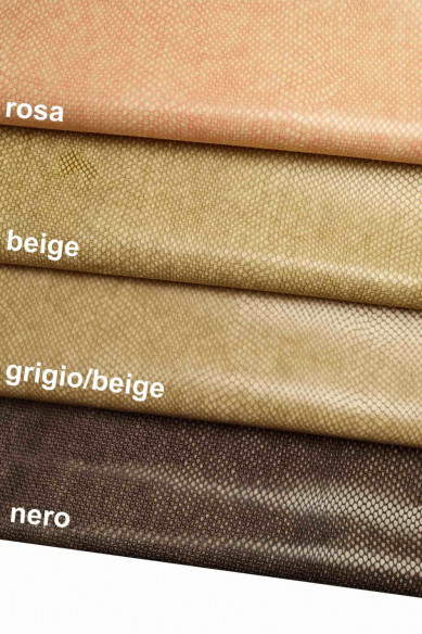 GENUINE leather hide CALFSKIN beige/pink/black scales textured cowhide print calf shades distressed cow italian skins