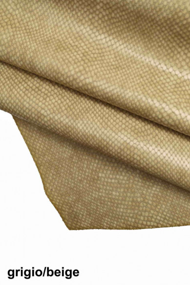 GENUINE leather hide CALFSKIN beige/pink/black scales textured cowhide print calf shades distressed cow italian skins
