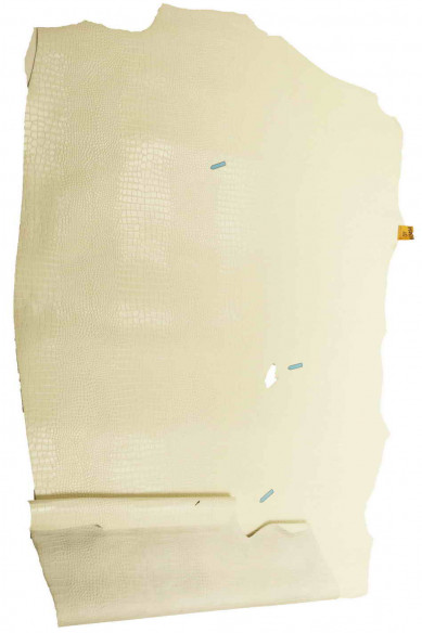 GENUINE leather hide CALFSKIN cream crocodile embossed cowhide stiff calf croc textured cow italian skins for crafting