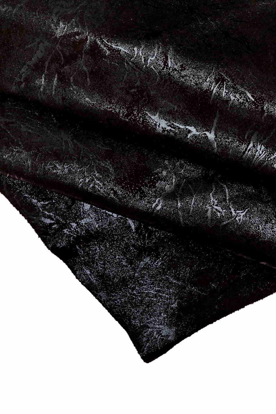 Black/blue leather hide CALFSKIN suede METALLIC cowhide abstract