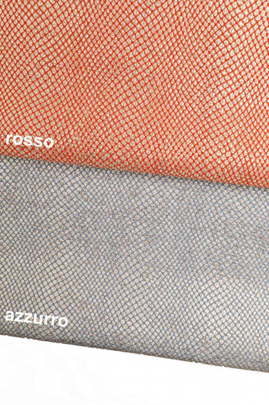 PELLE italiana, CAPRA metallizzata bianco e argento stampa quadratino e disegno reticolo, luminosa, molto morbida