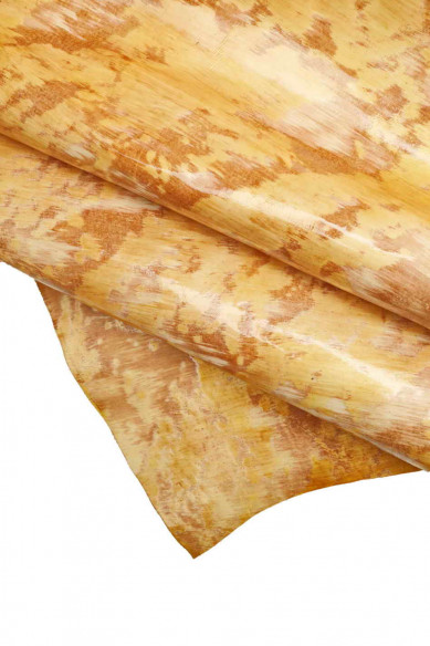 Genuine leather hide CALFSKIN beige, brown, white cowhide SPOTTED textured patent calf antiqued cow italian skin