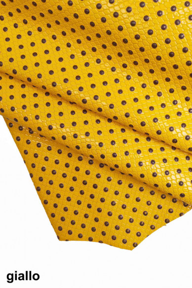 Genuine leather hide CALFSKIN PATENT cowhide embossed scales print calf raised polka dots engraved cow italian skin