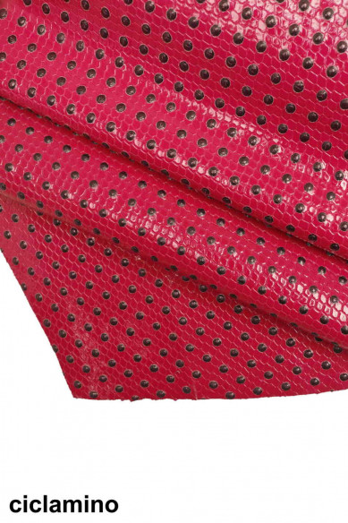 Genuine leather hide CALFSKIN PATENT cowhide embossed scales print calf raised polka dots engraved cow italian skin