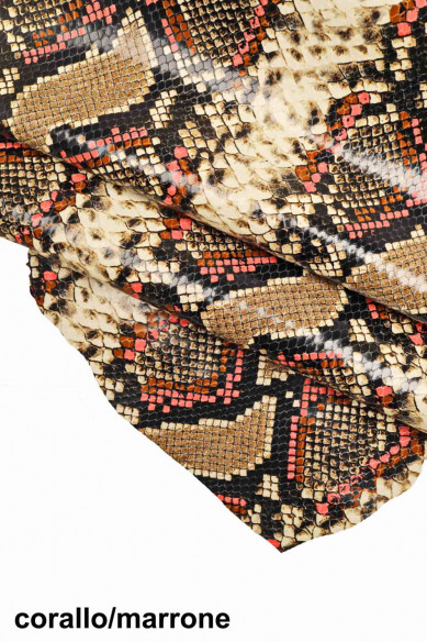 Genuine leather hide CALFSKIN MULTICOLOR python snake print cowhide scales textured calf soft cow italian skins