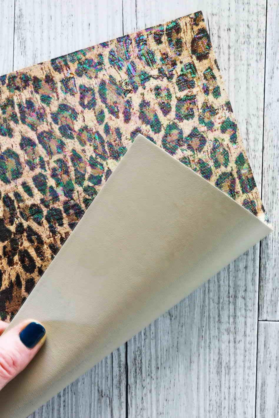 CORK on LEATHER sheets backed natural cork, leopard and holographic
