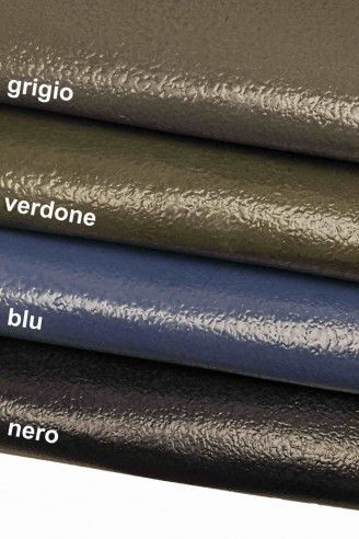 GENUINE LEATHER hide goatskin green/grey/blue/black goat stiff patent textured wood print engraved italian skins
