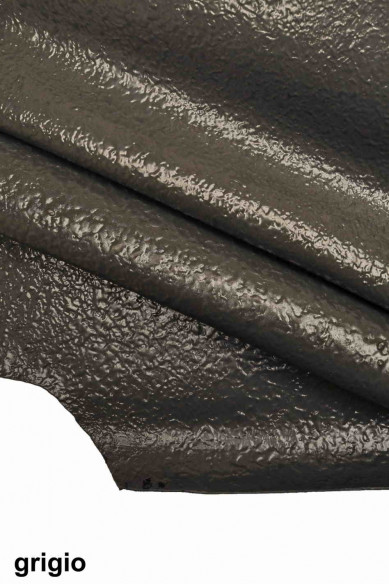 GENUINE LEATHER hide goatskin green/grey/blue/black goat stiff patent textured wood print engraved italian skins