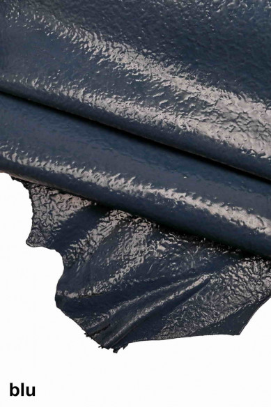GENUINE LEATHER hide goatskin green/grey/blue/black goat stiff patent textured wood print engraved italian skins