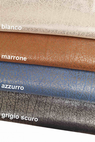 Multicolor leather hide goatskin SUEDE METALLIC python textured goat snake print soft shiny genuine italian skins