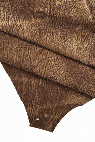 Genuine leather hide GOATSKIN brown MATTE vintage light dark effect goat distressed italian skin for crafting